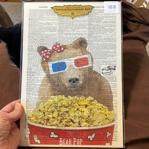 Teddy Bear 3-D Glasses - Vintage Dictionary Art - Popcorn- BRAND NEW!